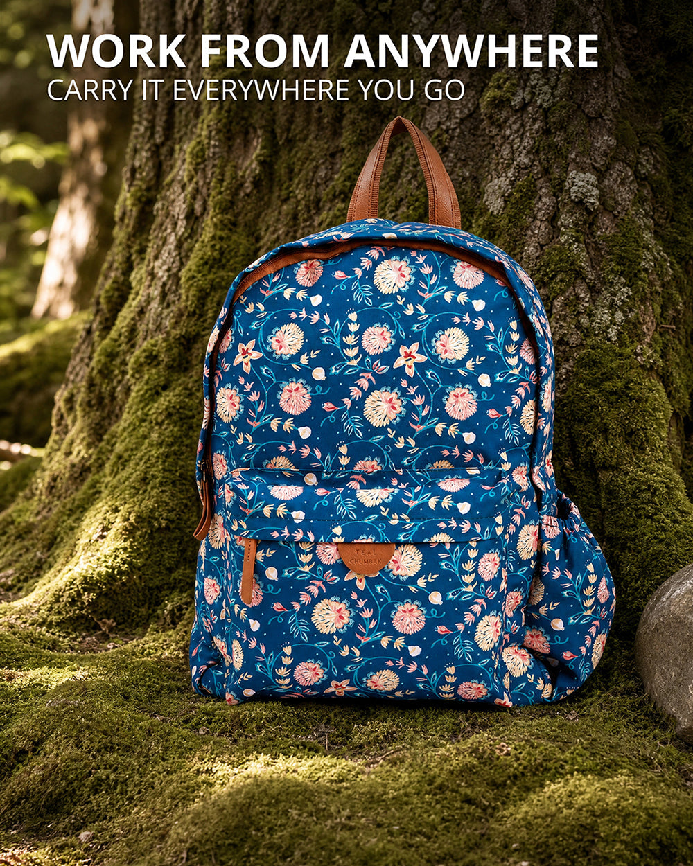 Teal by Chumbak Blue Bloom Laptop backpack