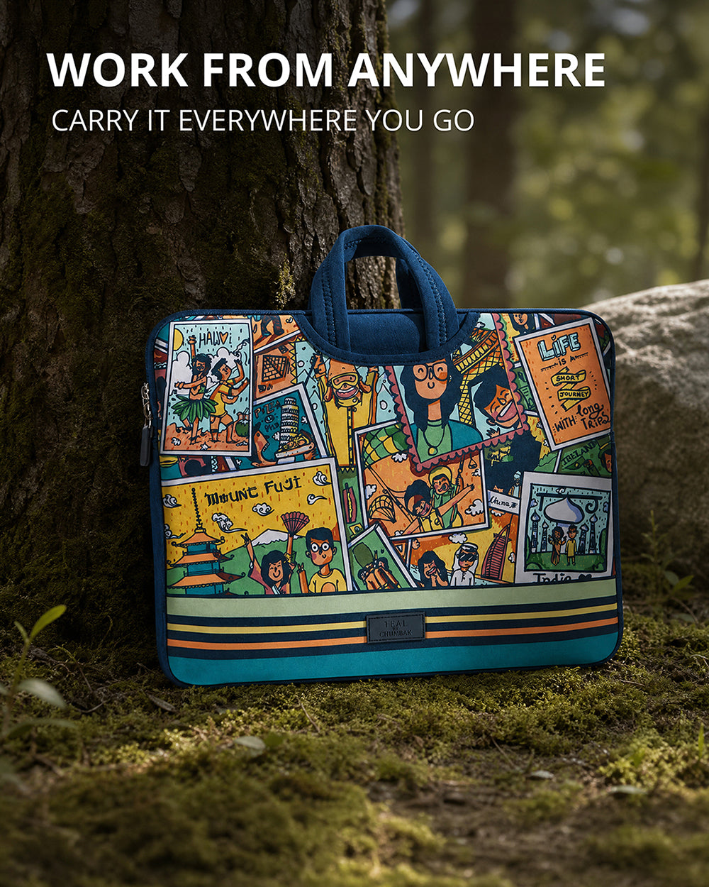 TEAL By Chumbak Around the world Laptop Sleeve - 15inch