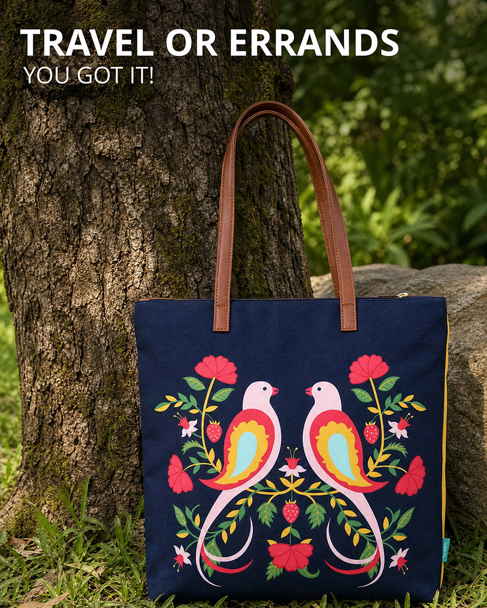 Feathered Mates Navy Tote Bag