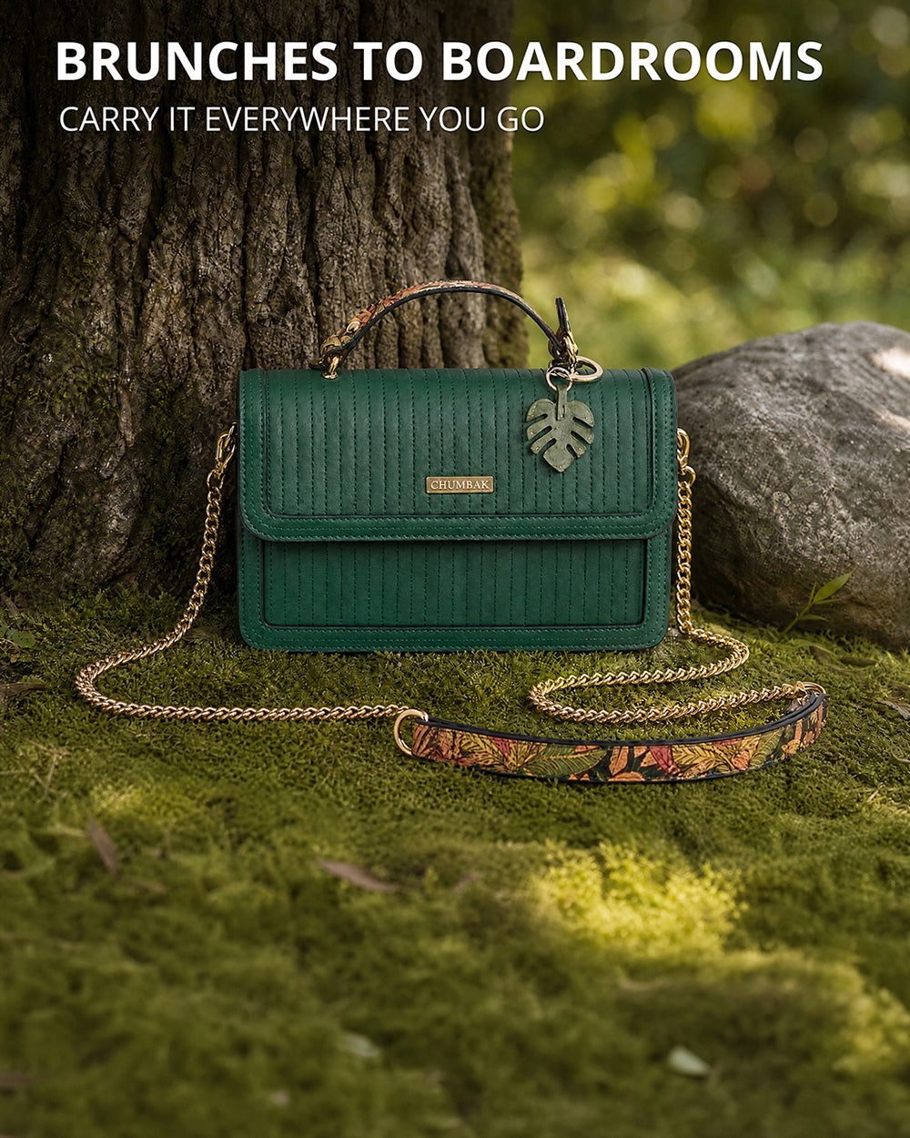 Olive Palm Quilted Crossbody Bag