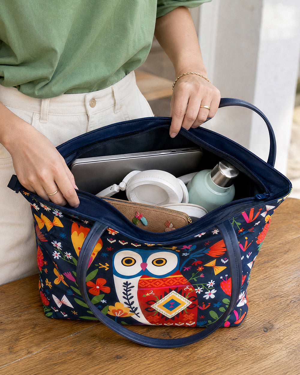 Killim Owl Tote Bag