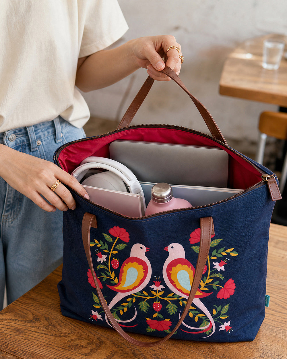 Feathered Mates Navy Tote Bag