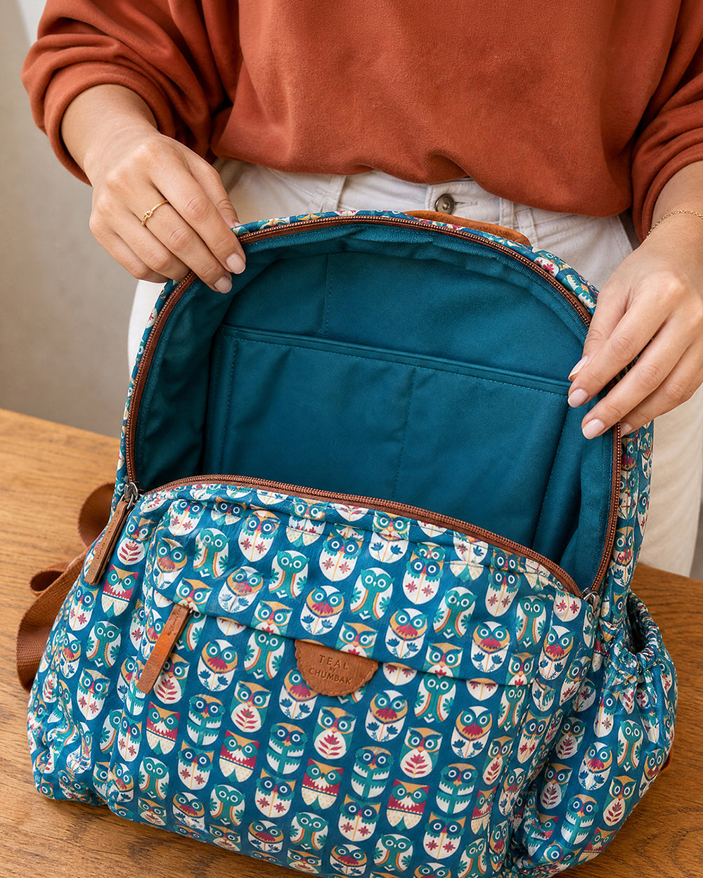 Teal by Chumbak Owl March Laptop backpack