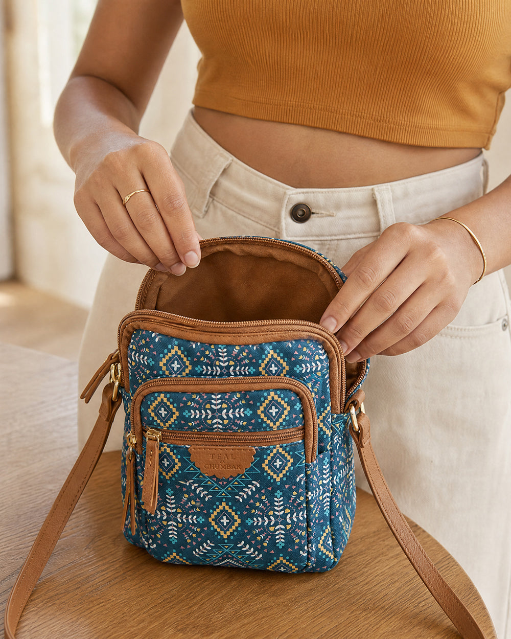 Teal by Chumbak Mexico Aztec Wallet  Sling Bag