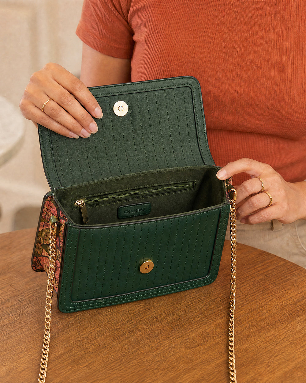 Olive Palm Quilted Crossbody Bag