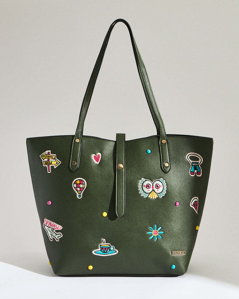 Embroidered Tote | Travel Patches - Olive