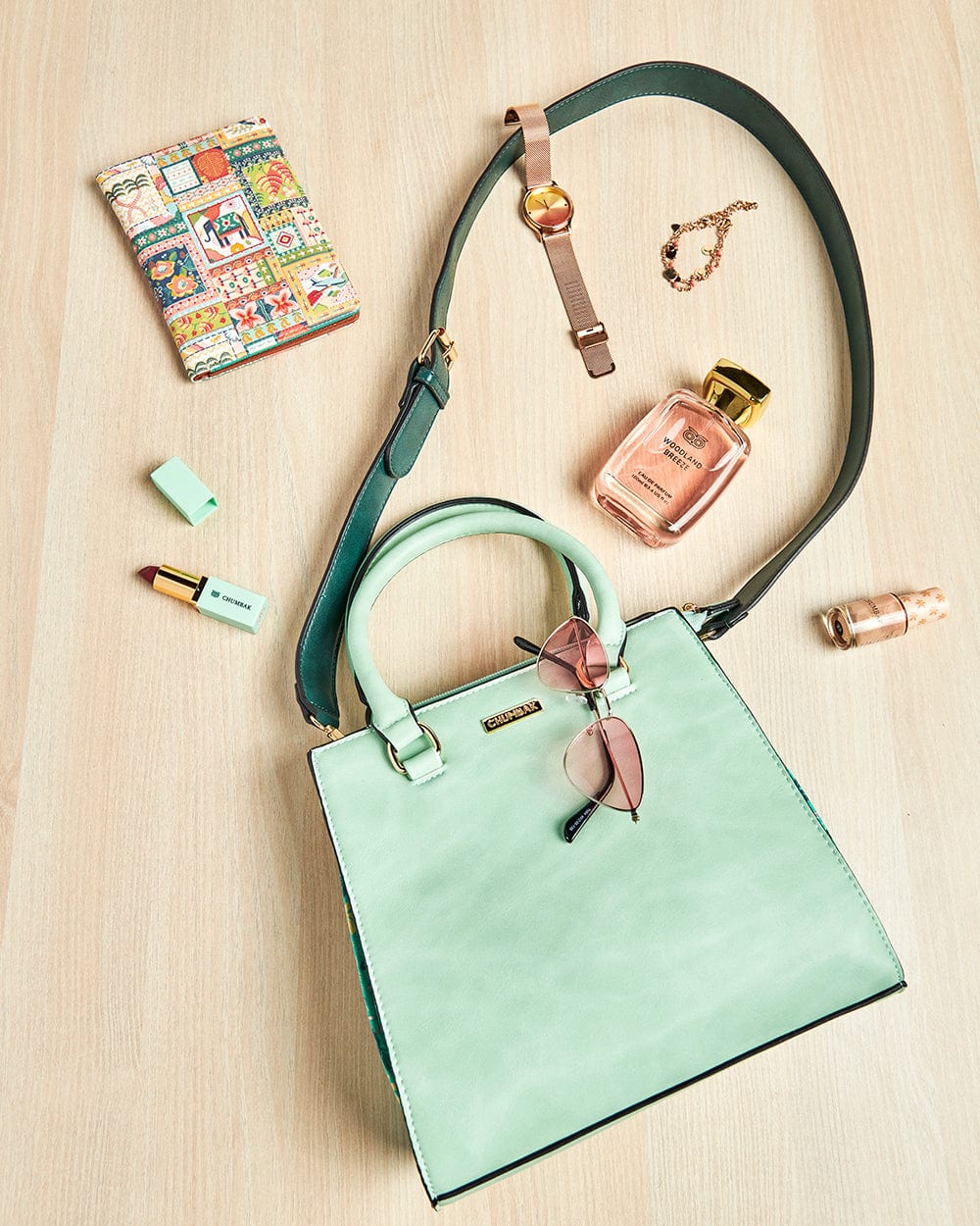 Neon Floral Hand Bag  - Neon Green