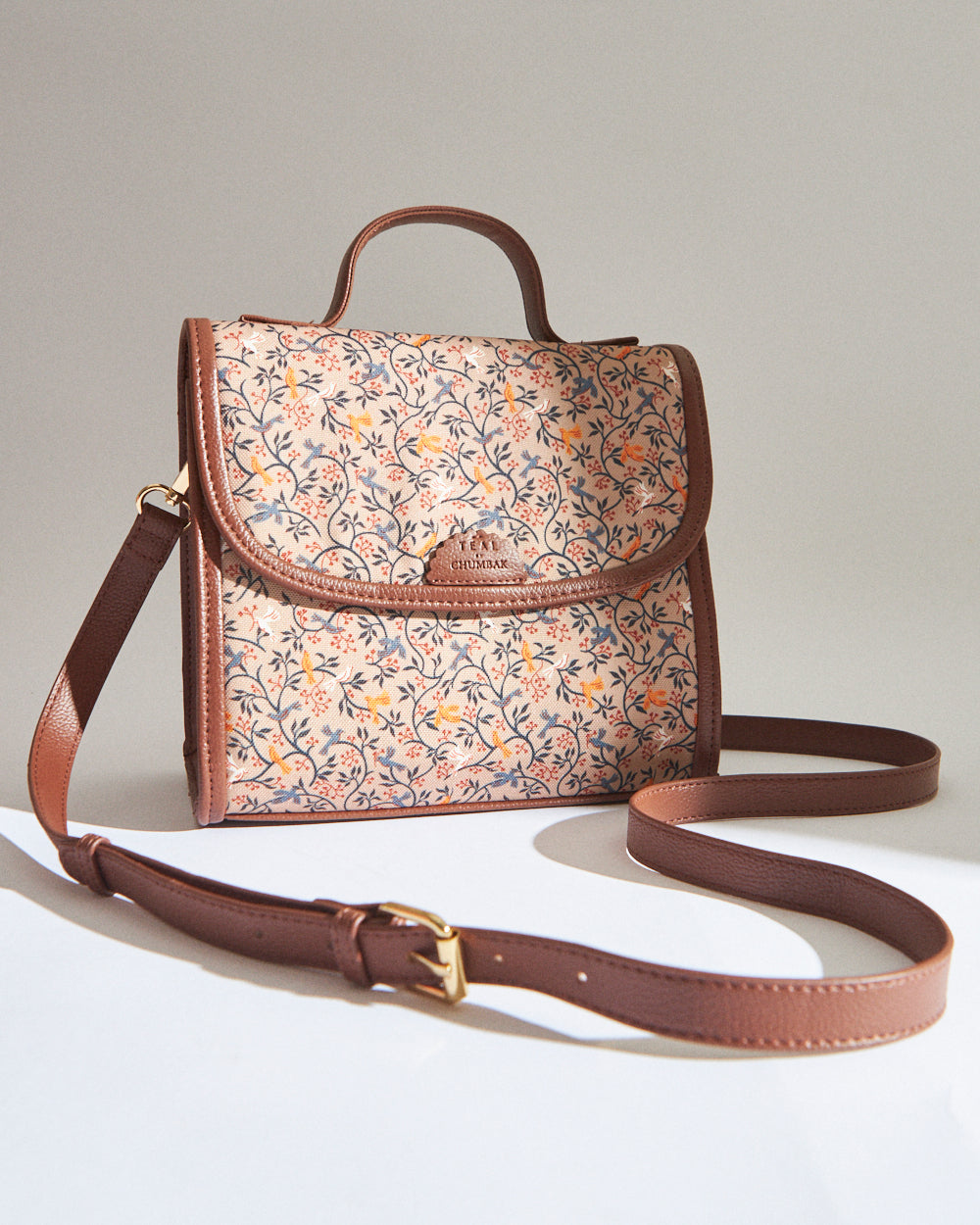 Messenger Crossbody Bag | printed canvas and PU
