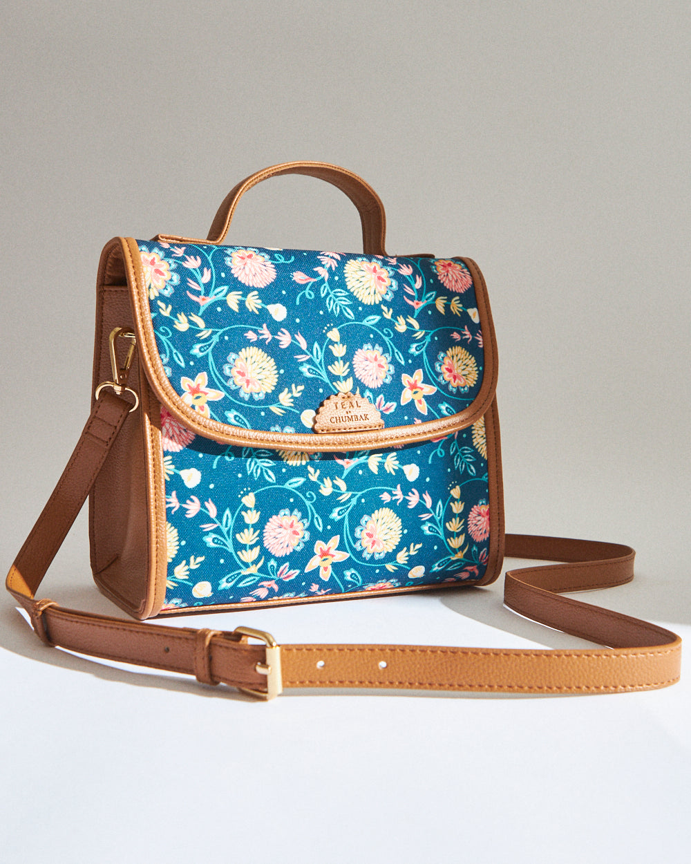 Messenger Crossbody Bag | printed canvas and PU