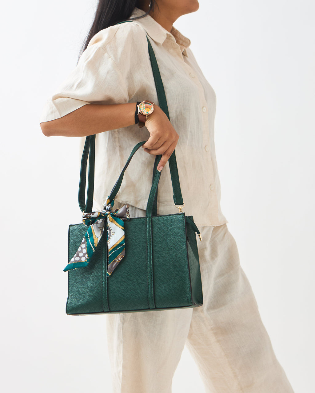 Maldives Mini Tote with Scarf | Green