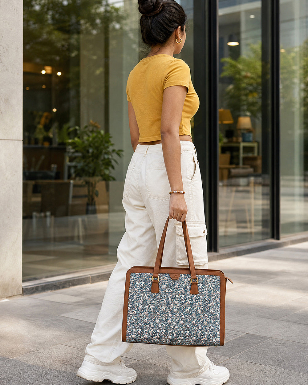 Teal by Chumbak Floral Beds Office Tote