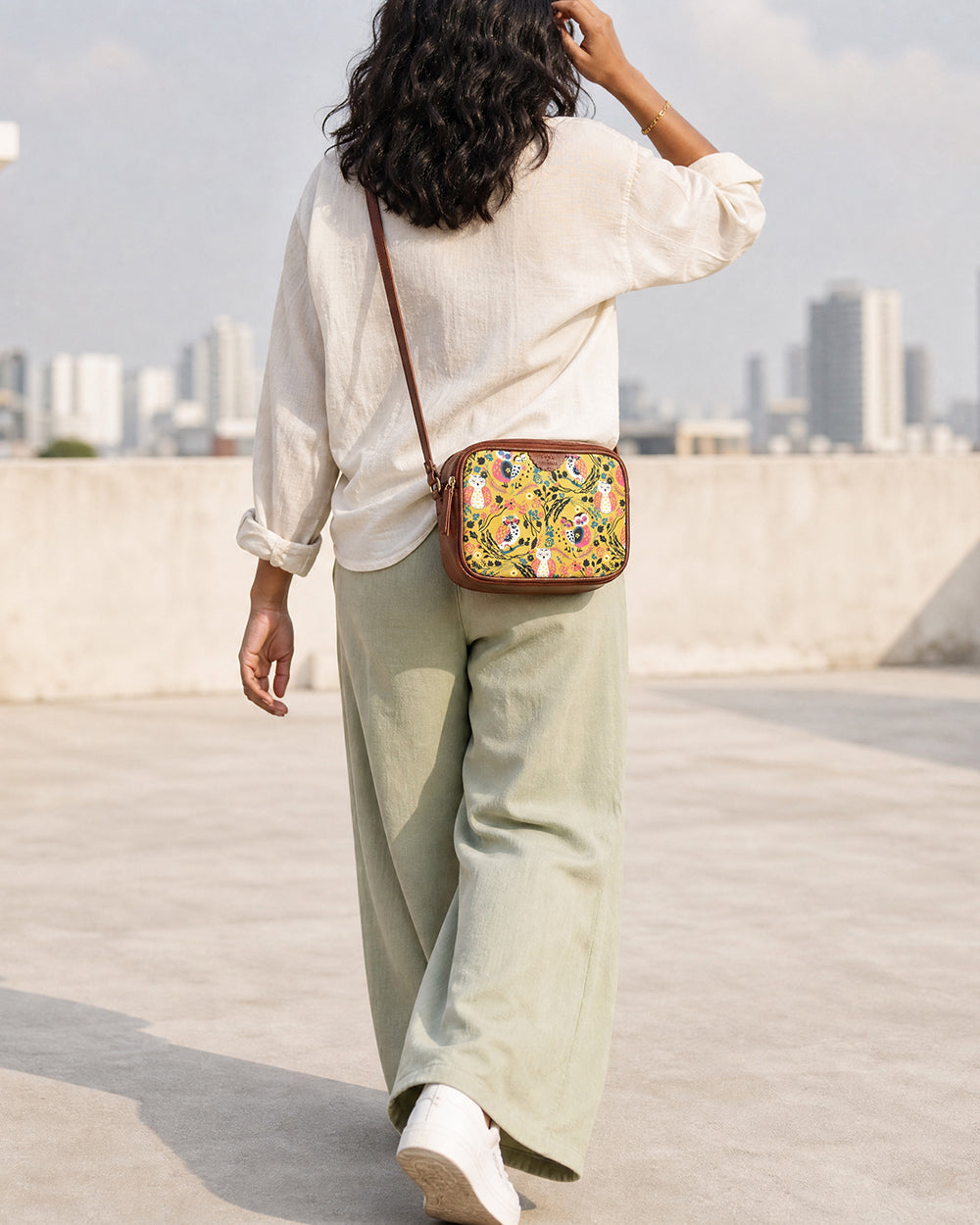 Teal by Chumbak Jungle Stories Box Sling Bag