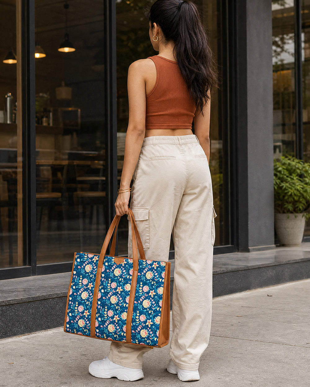 Teal by Chumbak Blue Bloom Canvas Tote
