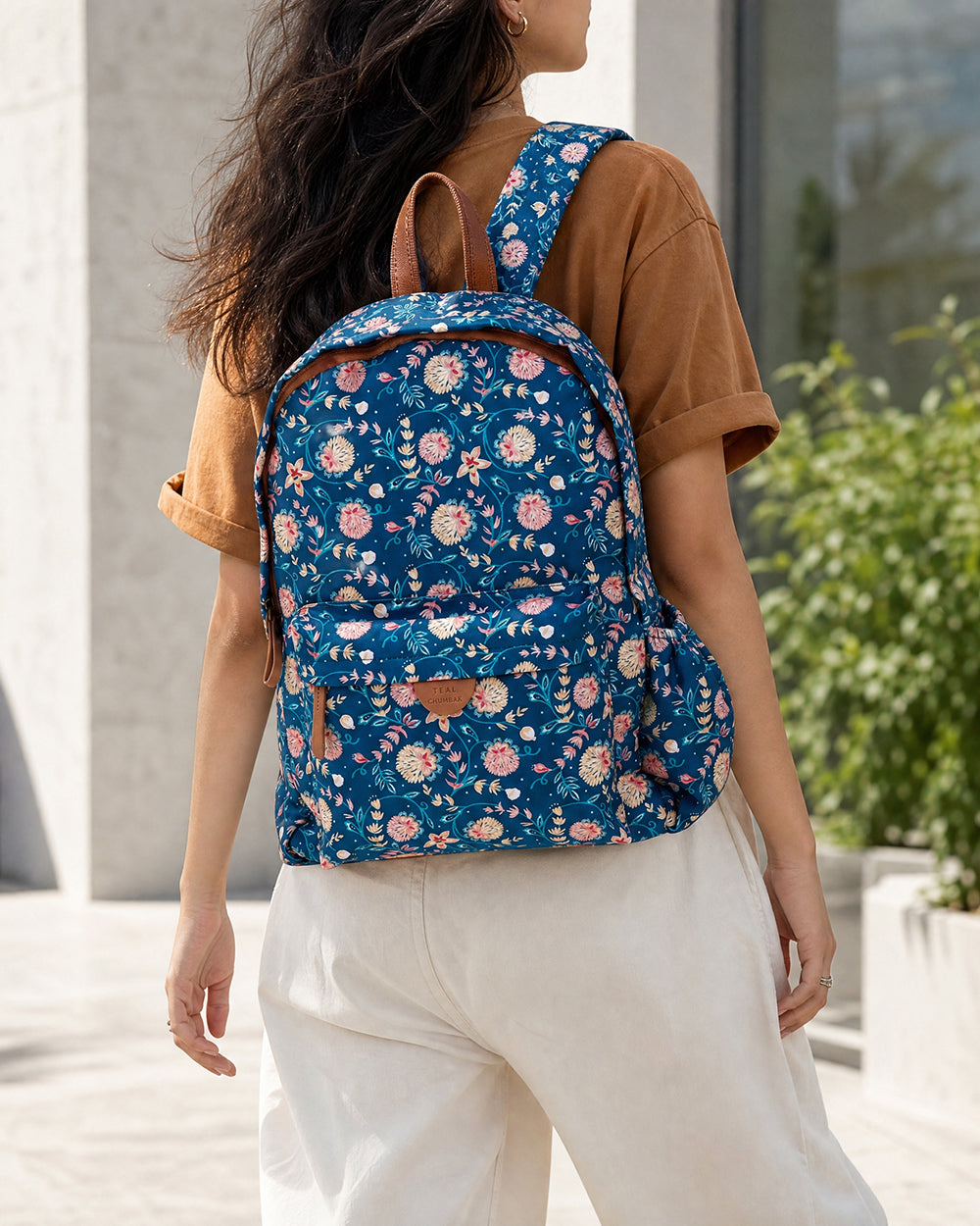 Teal by Chumbak Blue Bloom Laptop backpack